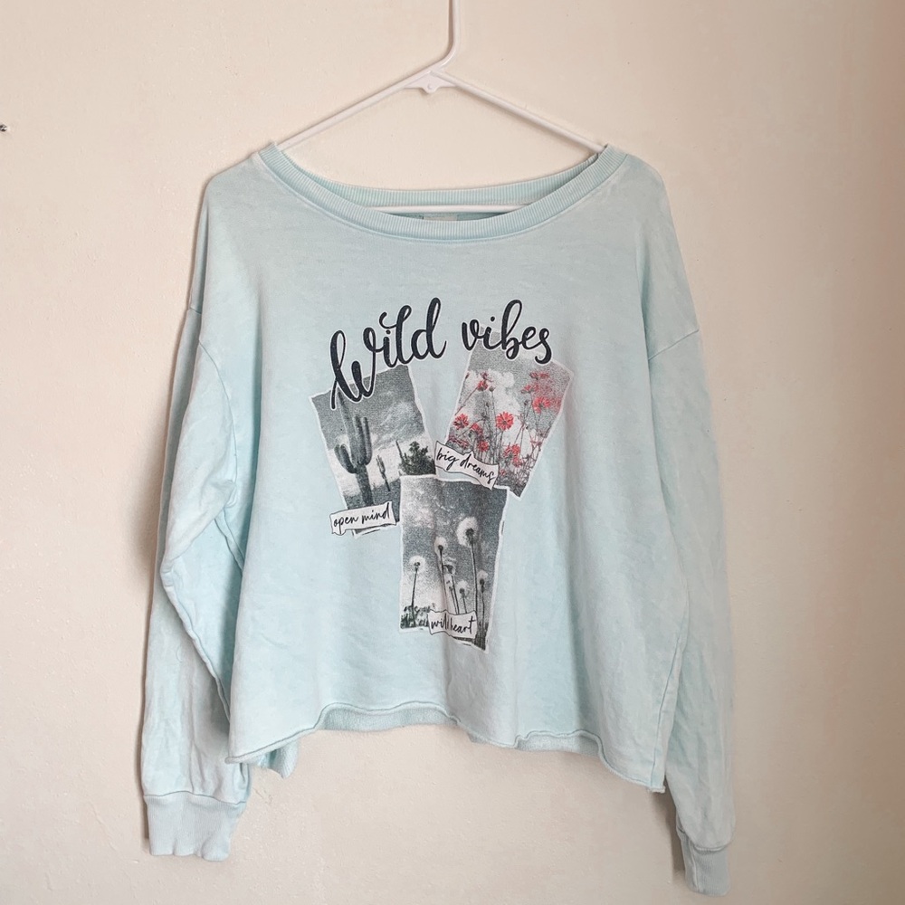 Turquoise wild vibes cropped sweatshirt